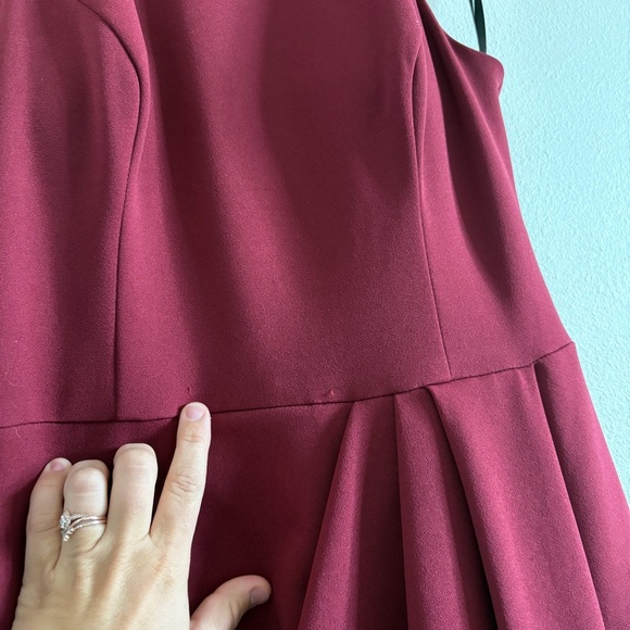 BHLDN Marceau High-Low Crepe Tulip Dress in Bordeaux Red Burgandy Size 12 - Picture 6 of 16